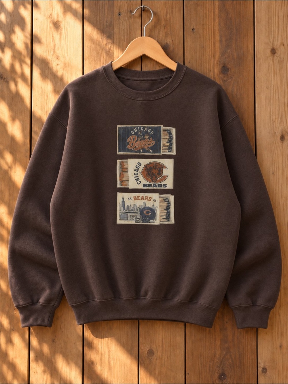 Chicago Bears Graphic Sweatshirt Dark Brown Unisex Crewneck